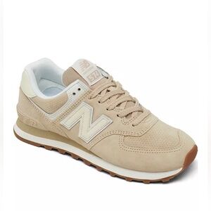 New Balance 574 Classic Suede Sneakers Cream Tan WL574NC Size 9